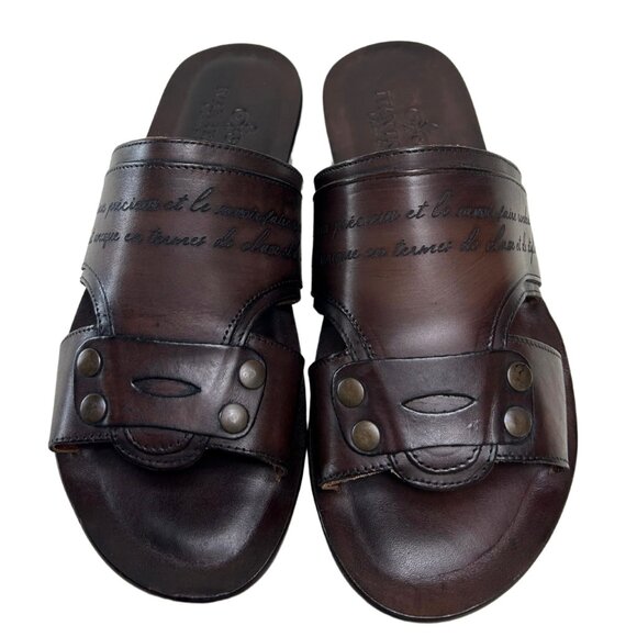 Giulio Men’s Italian Leather Coffee Brown Sandals Shoes